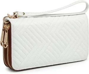 Dasein RFID Blocking Wallet Purse for Women Large Capacity Wristlet Clutch Bag Multi Card Holder Phone Case with Wrist Strap