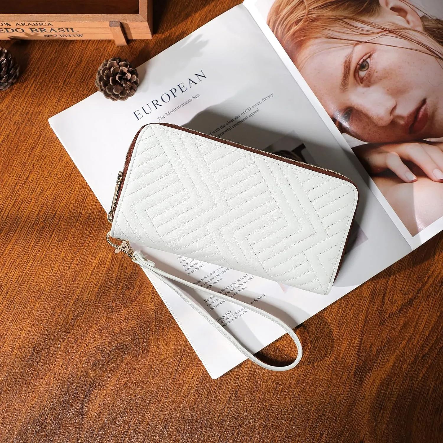 Dasein RFID Blocking Wallet Purse for Women Large Capacity Wristlet Clutch Bag Multi Card Holder Phone Case with Wrist Strap