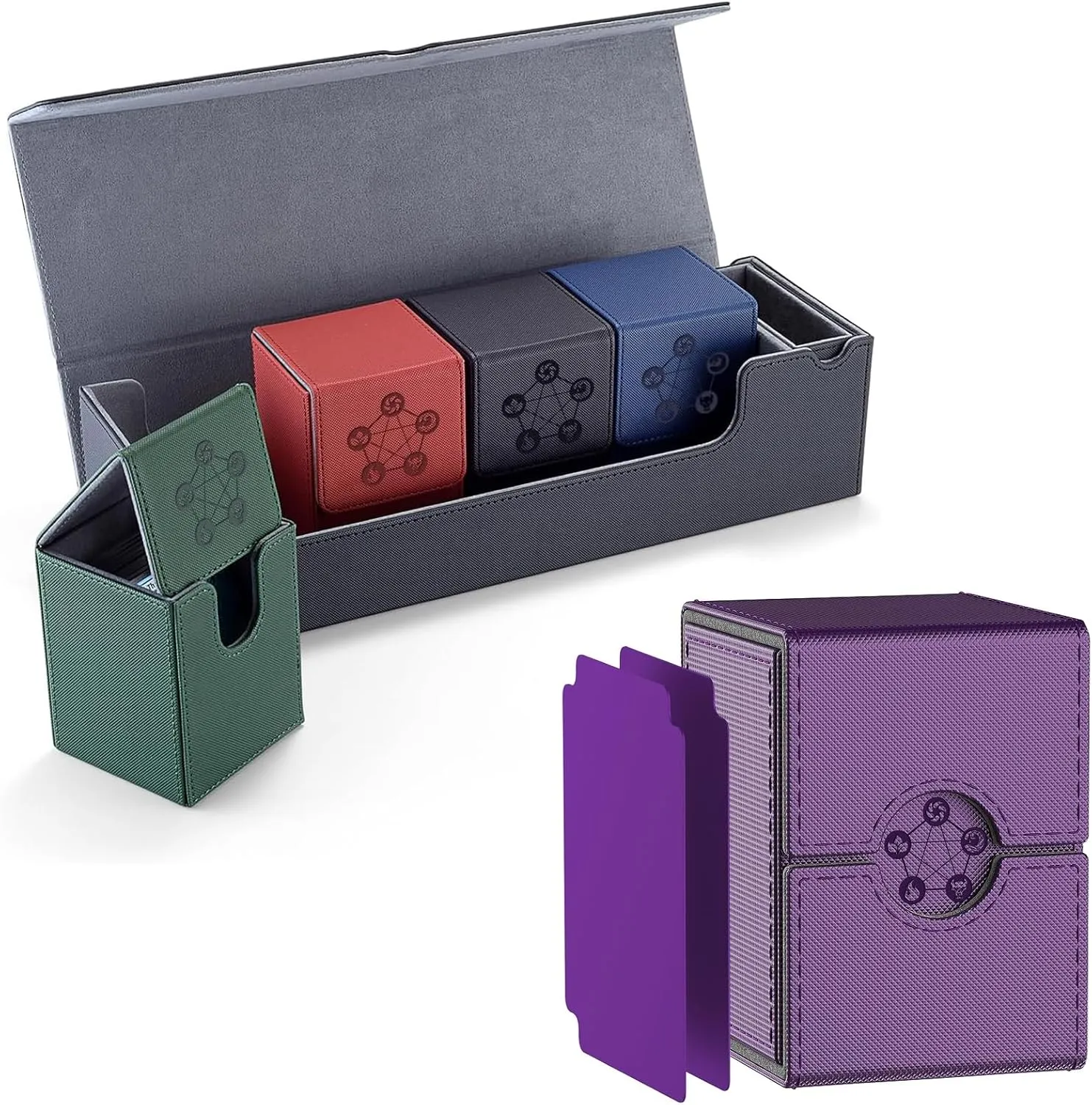 Deck Box compatible with MTG Cards - Trading Card Case with 2 Dividers Large Size