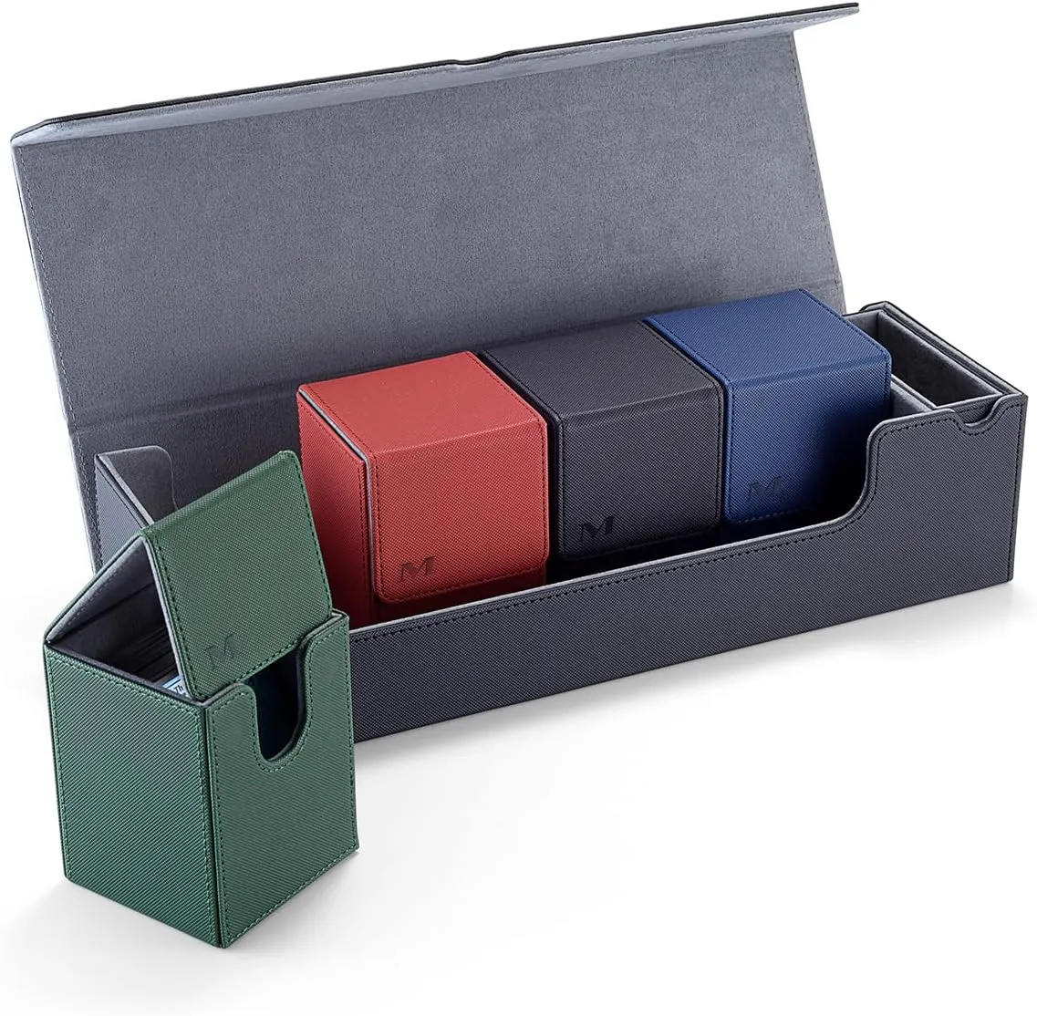 Deck Box compatible with MTG Cards, Trading Card Case with 2 Dividers per Holder, Large Size for 100  Cards (Marvelous-5-IN-1)