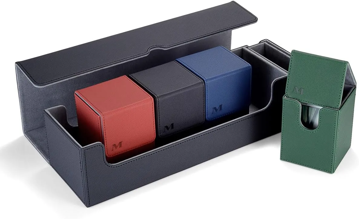 Deck Box compatible with MTG Cards, Trading Card Case with 2 Dividers per Holder, Large Size for 100  Cards (Marvelous-5-IN-1)