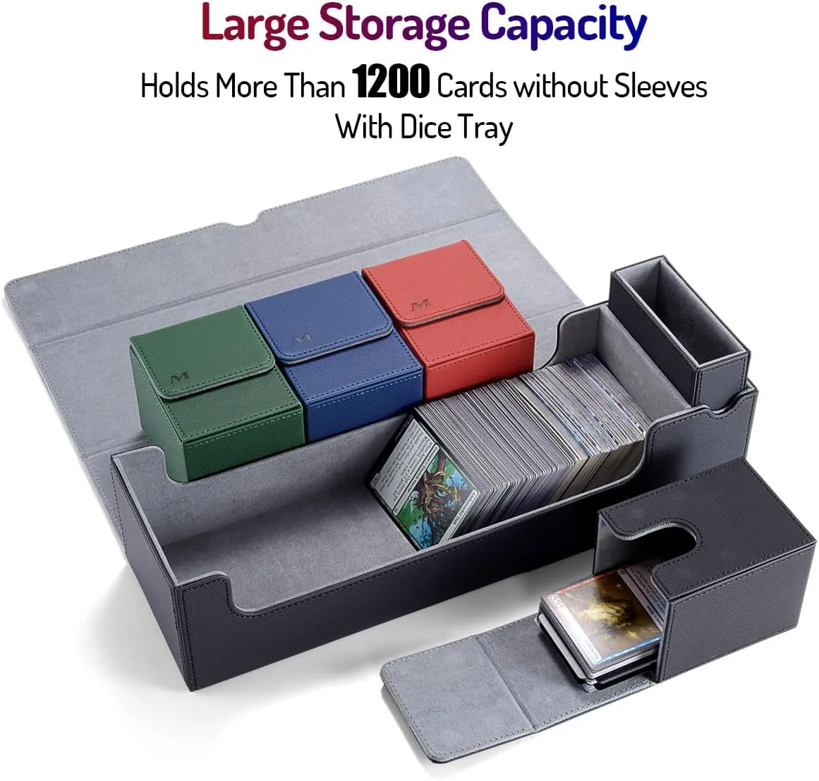 Deck Box compatible with MTG Cards, Trading Card Case with 2 Dividers per Holder, Large Size for 100  Cards (Marvelous-5-IN-1)