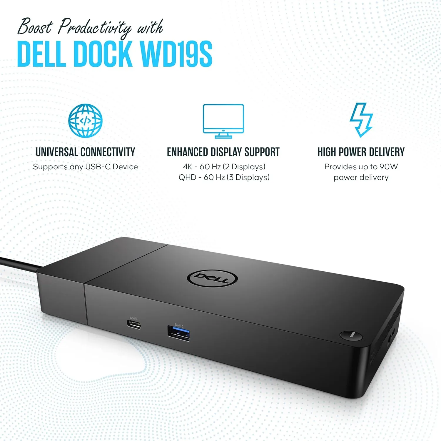 Dell WD19S Docking Station Dual Monitor Bundle - Dell Dock Station with 180   USB Type-C   HDMI  Dual DisplayPort - Ultimate Laptop Docking Station