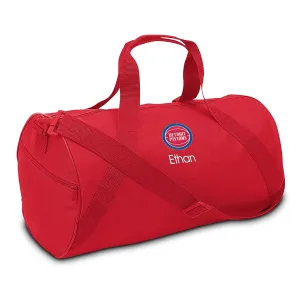 Detroit Pistons Personalized Duffel Bags for Kids - Official NBA Logo Embroidery, Removable Shoulder Strap, Polyester, 19” x 14” (Red)