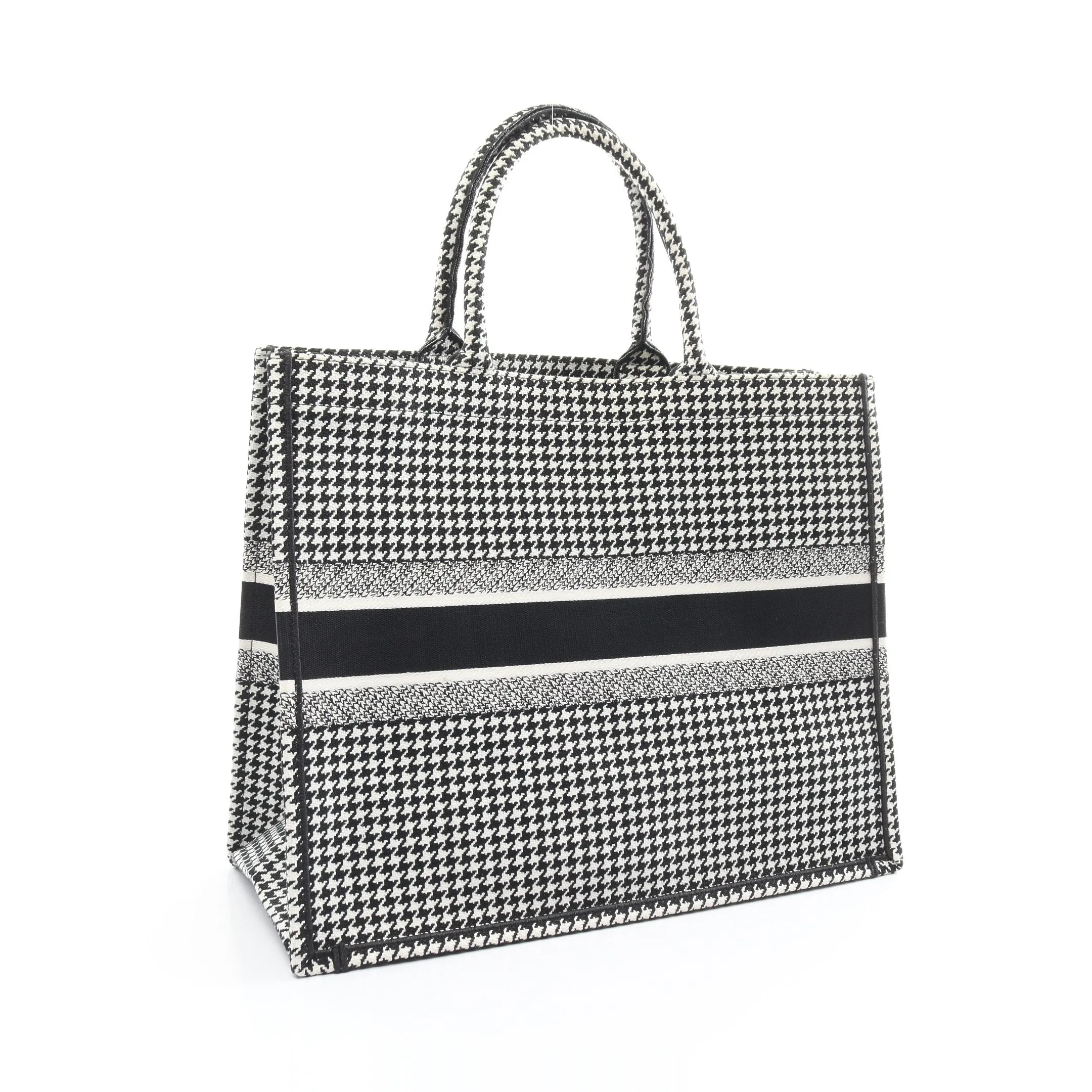 Dior Book Tote Large Handbag Bag Canvas Black White