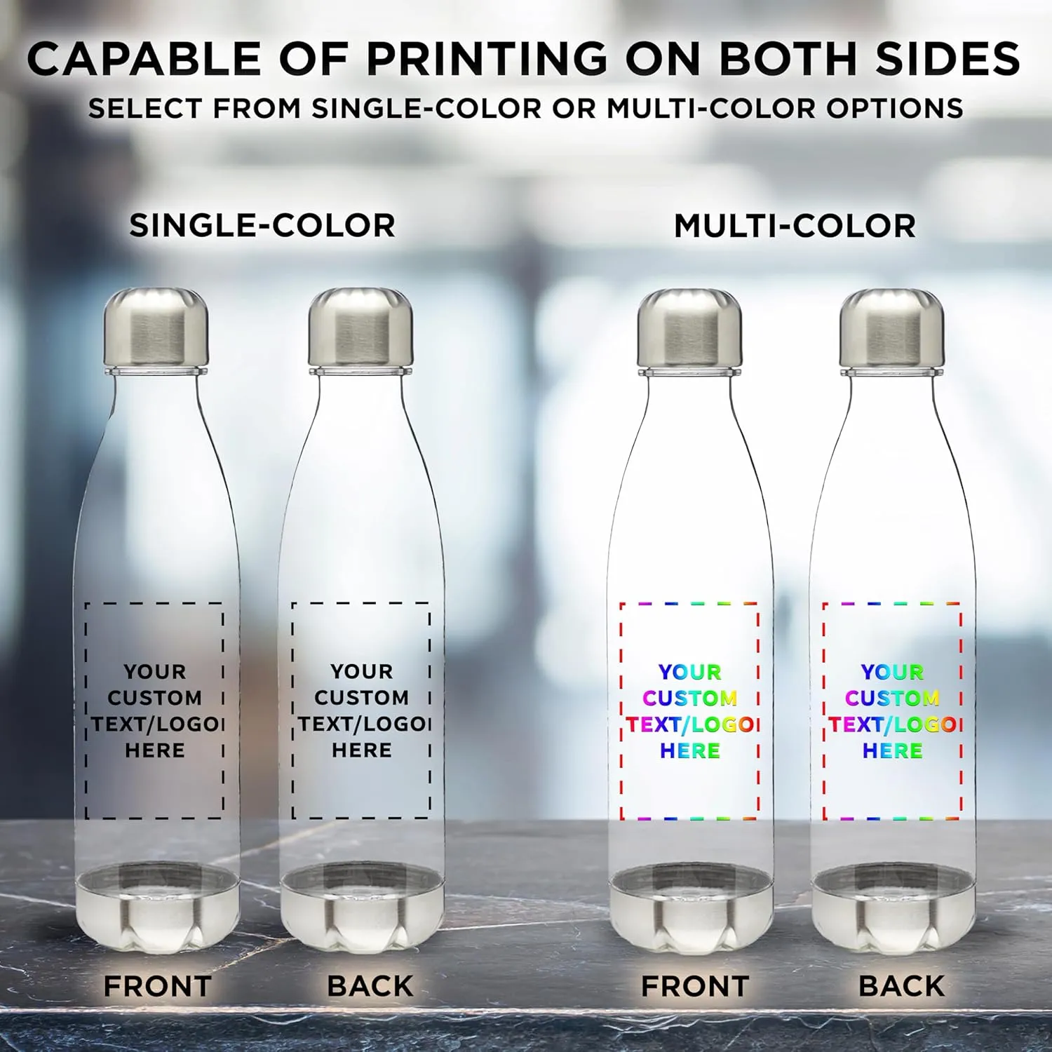 DISCOUNT PROMOS Custom Levian Cola Shaped Plastic Bottles 25 oz. Set of 10, Personalized Bulk Pack - BPA Free, Great for Gym, Hiking, Cycling, Yoga and More - Clear