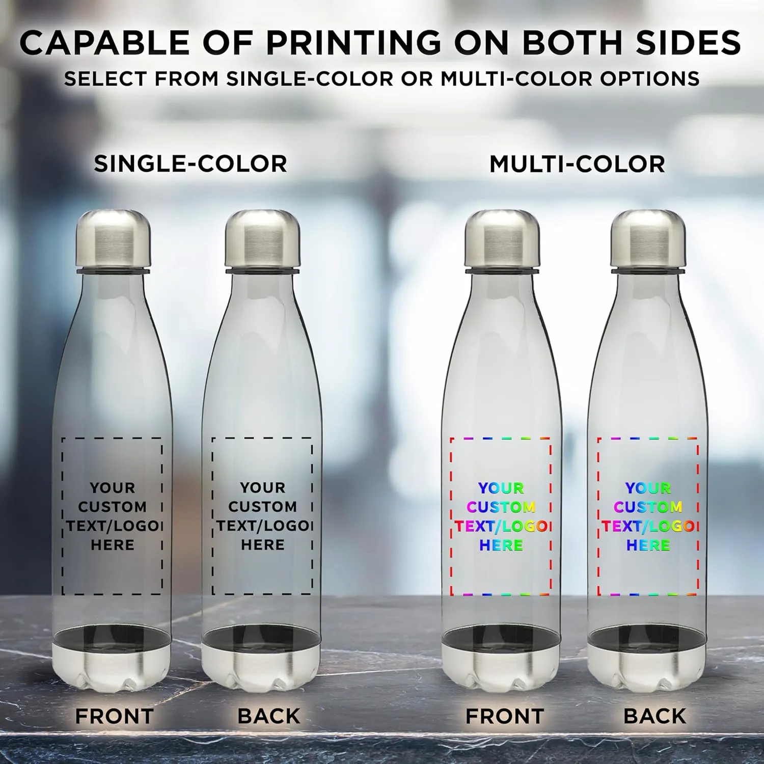 DISCOUNT PROMOS Custom Levian Cola Shaped Plastic Bottles 25 oz. Set of 10, Personalized Bulk Pack - BPA Free, Great for Gym, Hiking, Cycling, Yoga and More - Smoke