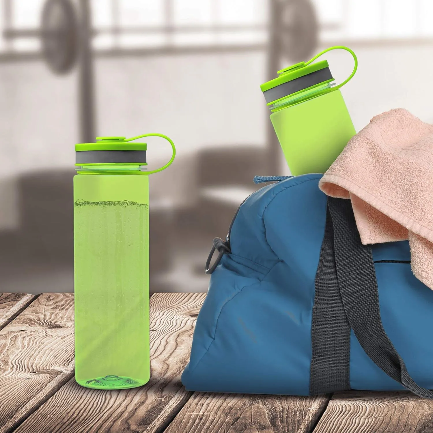 DISCOUNT PROMOS Wide Mouth Water Bottles 26 oz. Set of 10, Bulk Pack - BPA Free, Great for Gym, Camping, Backpacking, School - Lime Green
