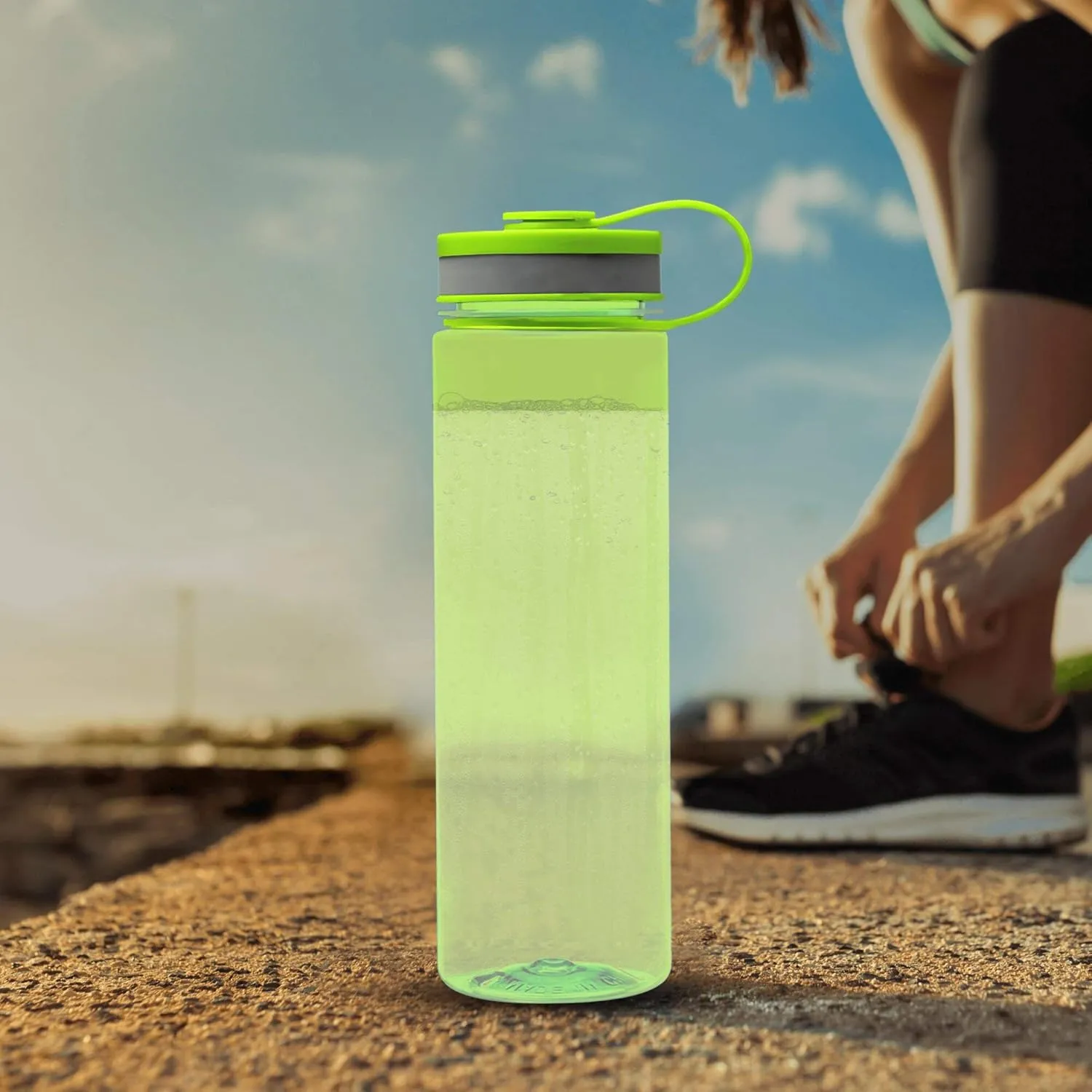 DISCOUNT PROMOS Wide Mouth Water Bottles 26 oz. Set of 10, Bulk Pack - BPA Free, Great for Gym, Camping, Backpacking, School - Lime Green