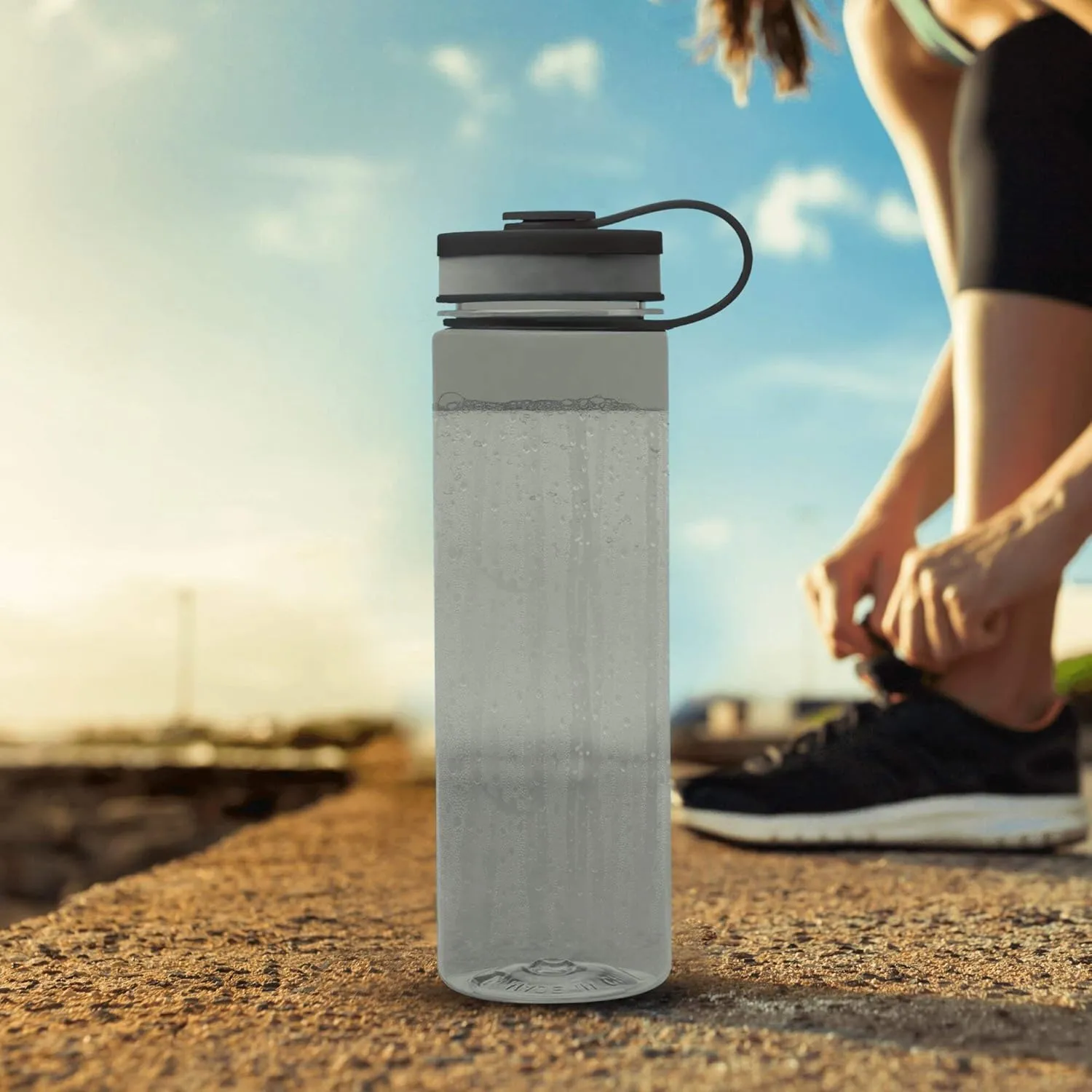 DISCOUNT PROMOS Wide Mouth Water Bottles 26 oz. Set of 10, Bulk Pack - BPA Free, Great for Gym, Camping, Backpacking, School - Smoke