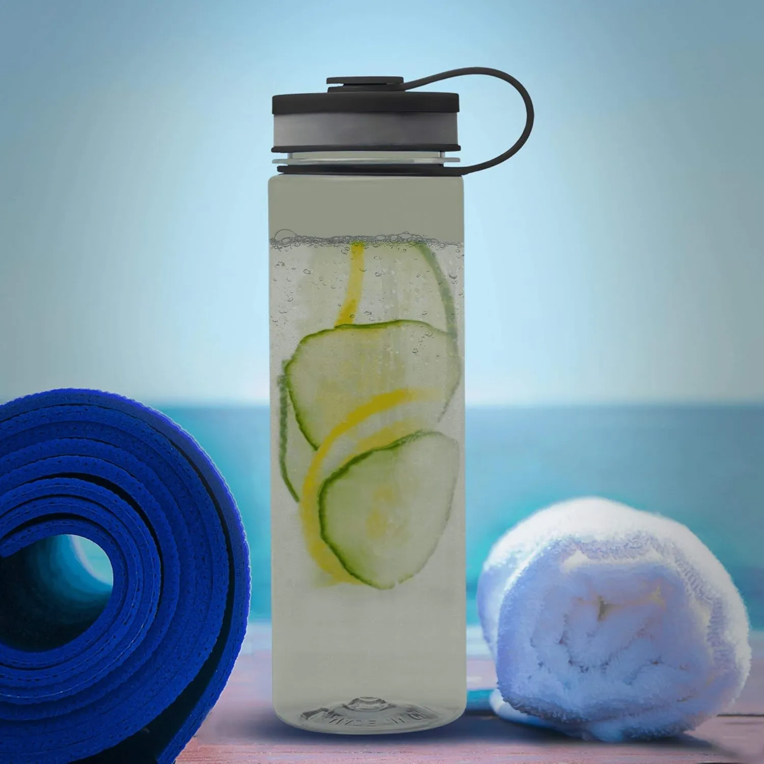 DISCOUNT PROMOS Wide Mouth Water Bottles 26 oz. Set of 10, Bulk Pack - BPA Free, Great for Gym, Camping, Backpacking, School - Smoke