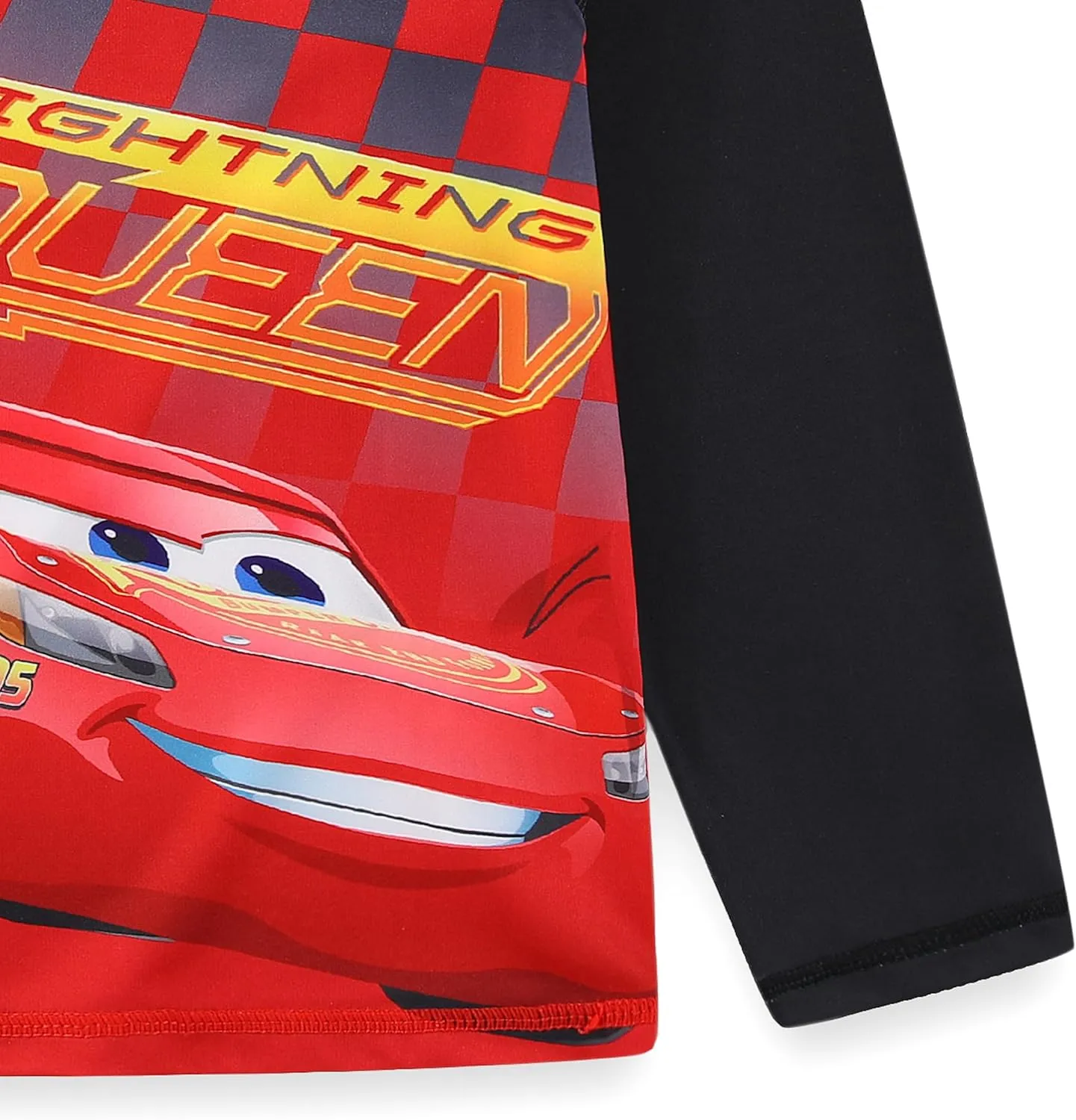 Disney Cars Lightning McQueen Boys UPF 50  Rash Guard and Swim Trunks Swimsuit Set for Toddler and Big Kids