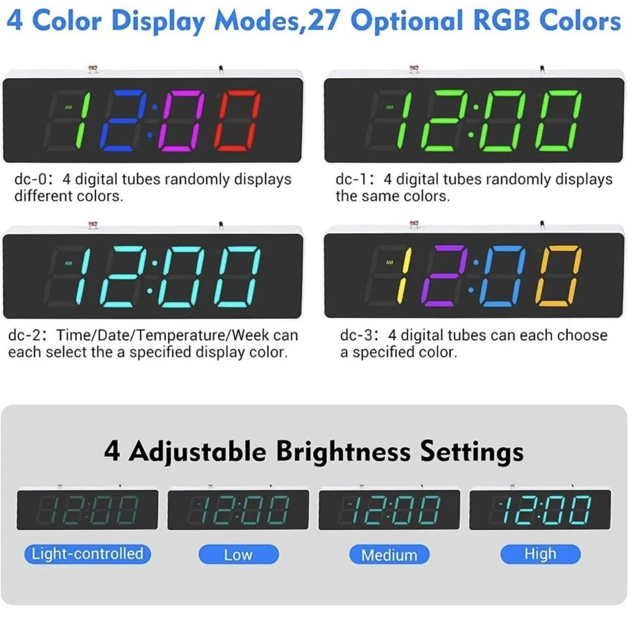 DIY 4 Digit RGB Clock Kit Temp Auto Brightness Alarm Soldering Practice Inc Case