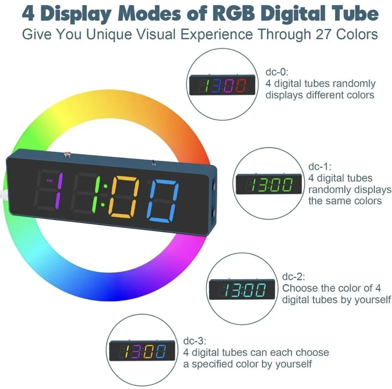 DIY 4 Digit RGB Clock Kit Temp Auto Brightness Alarm Soldering Practice Inc Case