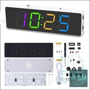 DIY 4 Digit RGB Clock Kit Temp Auto Brightness Alarm Soldering Practice Inc Case
