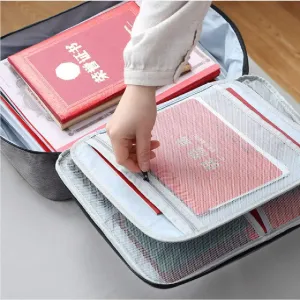 Documents Storage Bag Important Files box 3 Layer Organizer Lock Box, Moisture-proof Water--proof Certificate Box for Diploma Legal Documents Passport Bank Credit Card USB Valuables Jewelry (Gray)
