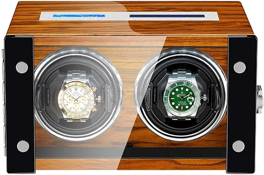 Double Automatic Watch Winder Box with Remote Control LCD Display Touch Screen LED Backlight Retractable Watch Pillow Watch Winder Watch Box Case Watch Storage