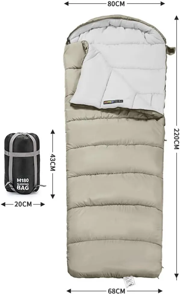 Double Persons Sleeping Bags for Adults Cold Weather 12°C- -18°C Cold-Resistant with Hooded Anti-Splashing for Camping Split Into Single Use