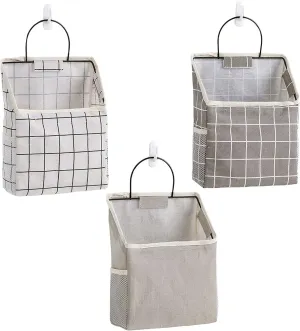 DRON TOOON Fabric Wall Hanging Storage Caddy Bag Over The Door Pouch Organizer for Bedroom Bathroom Kitchen (3Pack-A)…