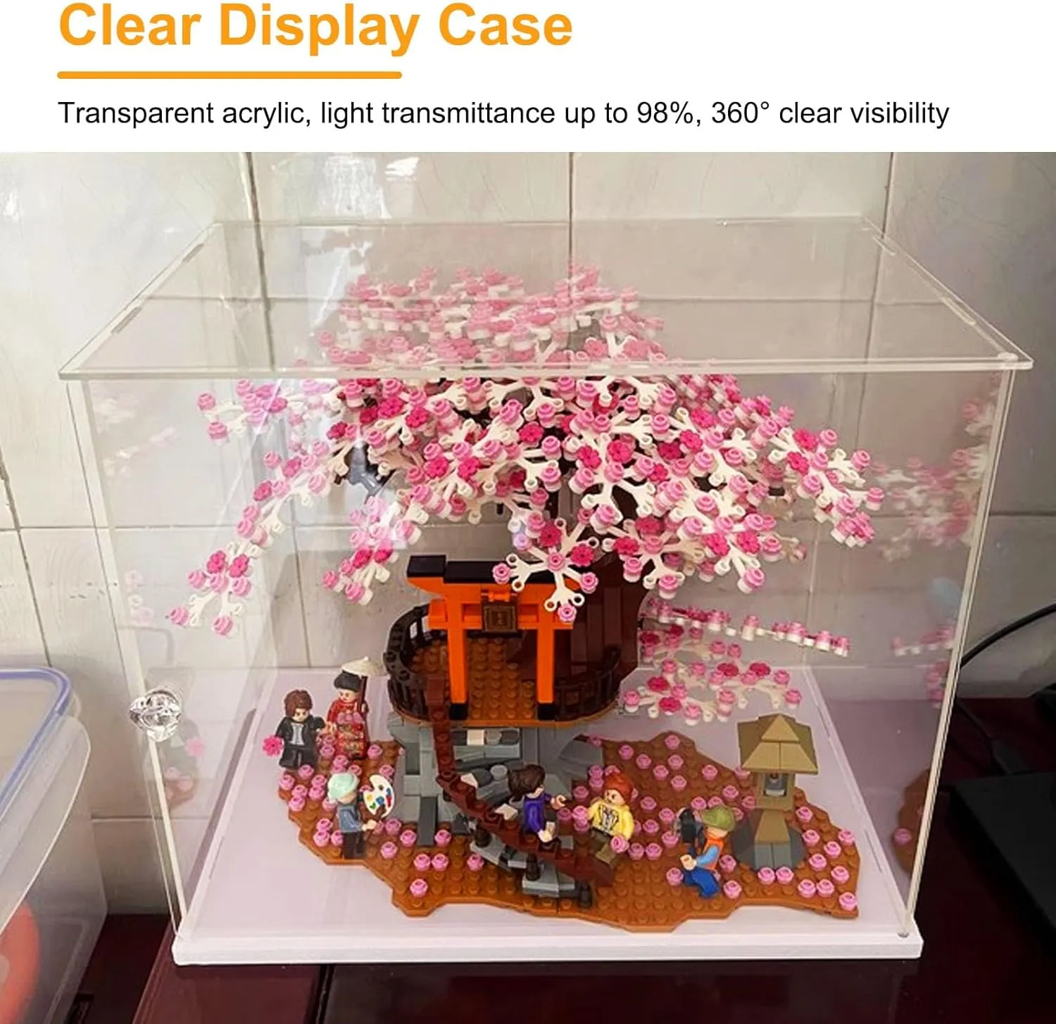 Dust Cover Clear Acrylic Display Case, Transparent Alternative Glass Case with Handle, UV Protected Plastic Case for Display Figures Souvenir(10 x 10 x 10 cm ( 4 x 4 x 4 in ))