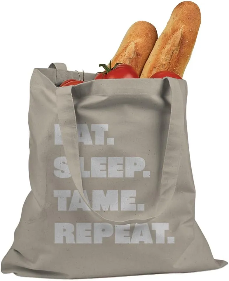 Eat Sleep Tame Repeat Cotton Canvas Tote Bag