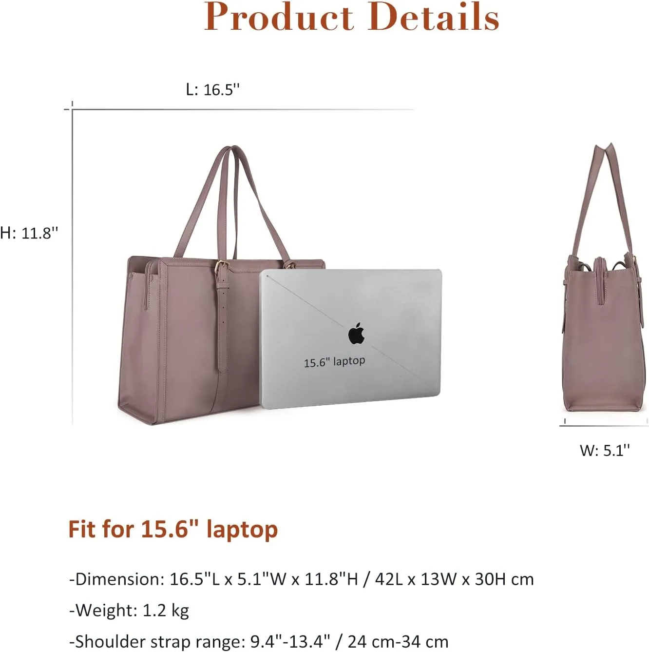 ECOSUSI Laptop Bag For Women 15.6 Inch Work Tote Bags PU Leather Computer Purse For Business Office With 3 Layer Compartments