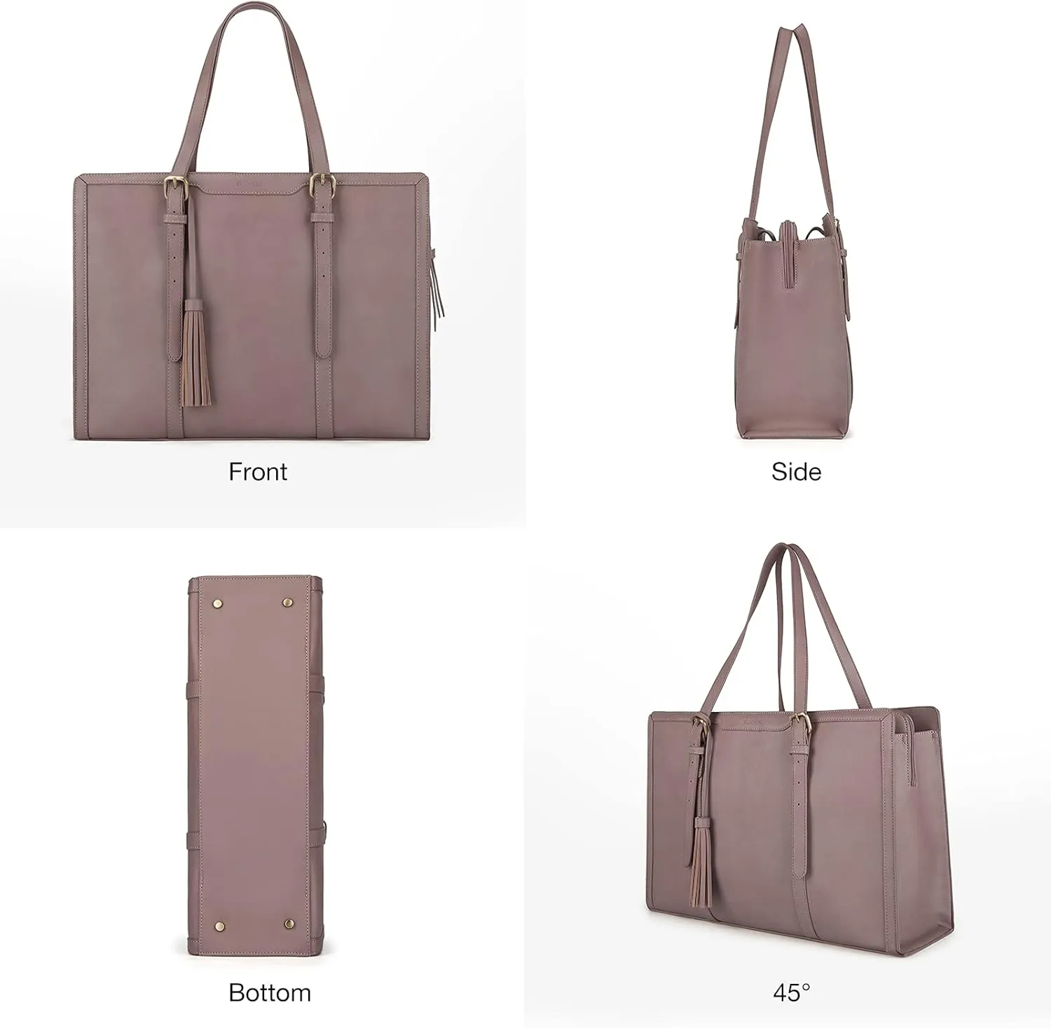 ECOSUSI Laptop Bag For Women 15.6 Inch Work Tote Bags PU Leather Computer Purse For Business Office With 3 Layer Compartments