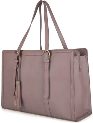 ECOSUSI Laptop Bag For Women 15.6 Inch Work Tote Bags PU Leather Computer Purse For Business Office With 3 Layer Compartments