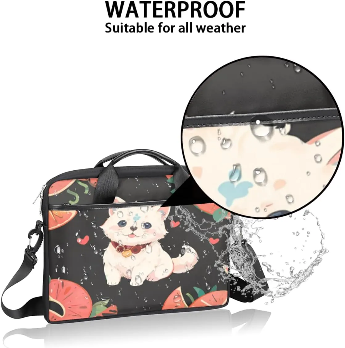 Elegant Flower Laptop Bag for Women Men 13-15 Inch Computer Briefcase Bag Lightweight Notebook Shoulder Messenger Bag