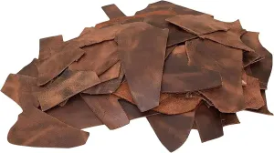 ELW Oil-Tanned Leather Scraps | 4-6 oz (1.6-2.4 mm) Medium Weight | Size: 2 LB | Genuine Cowhide Leather Remnants for Crafting, Ideal for DIY Leatherworking Projects | Color: Bourbon Brown