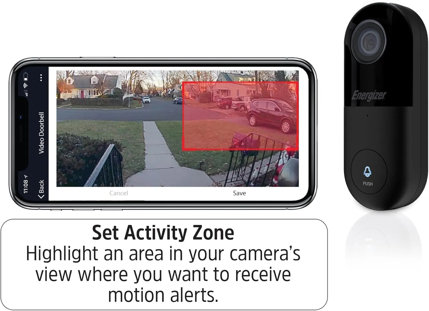 Energizer Smart 5GHz 2K Doorbell, Wired Video Doorbell Security Camera, 2-Way Audio, Night Vision, Cloud & Micro SD Storage, Remote Access, Instant Motion Sensor, Live Viewing, Requires Existing Wires