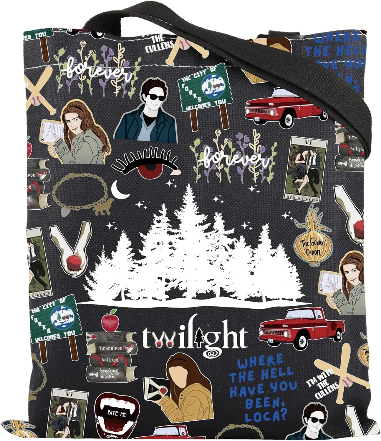 ENSIANTH Movie Inspired Gifts Edward's Girl Gift Forks Washington Gift Vampire Lover Tote Bag City Of Forks Gifts