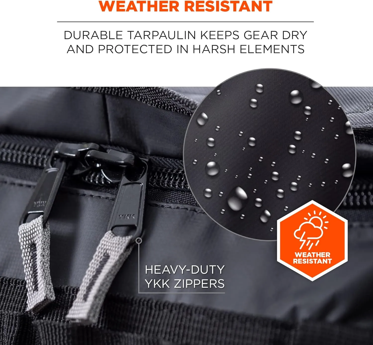 Ergodyne Arsenal 5030L Large Tarpaulin Water Resistant Duffel Bag w/ Removable Shoulder Straps,Black