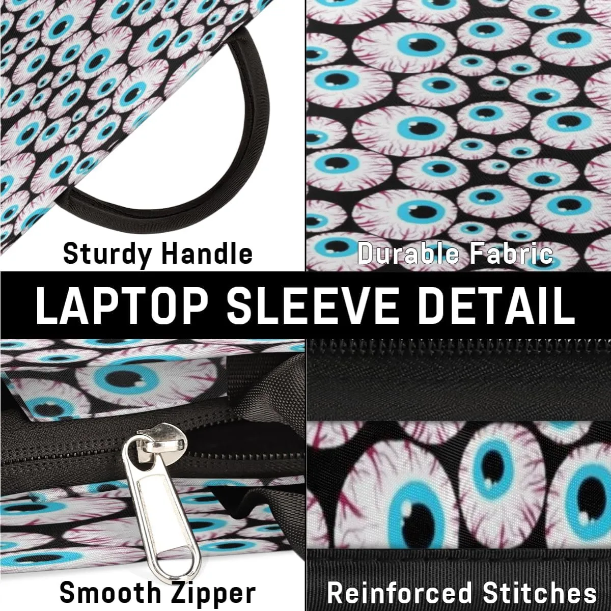 Eyeballs Horror Laptop Sleeve 15.6 Inch Durable Waterproofing with Handle Portable Laptop Case Compatible with Asus HP Dell Lenovo Notebooks