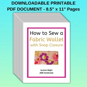 Fabric Wallet Sewing Tutorial / Fabric Wallet Sewing Pattern / DIY Fabric Wallet / Fabric Wallet with Snap Closure Sewing Printable / Wallet