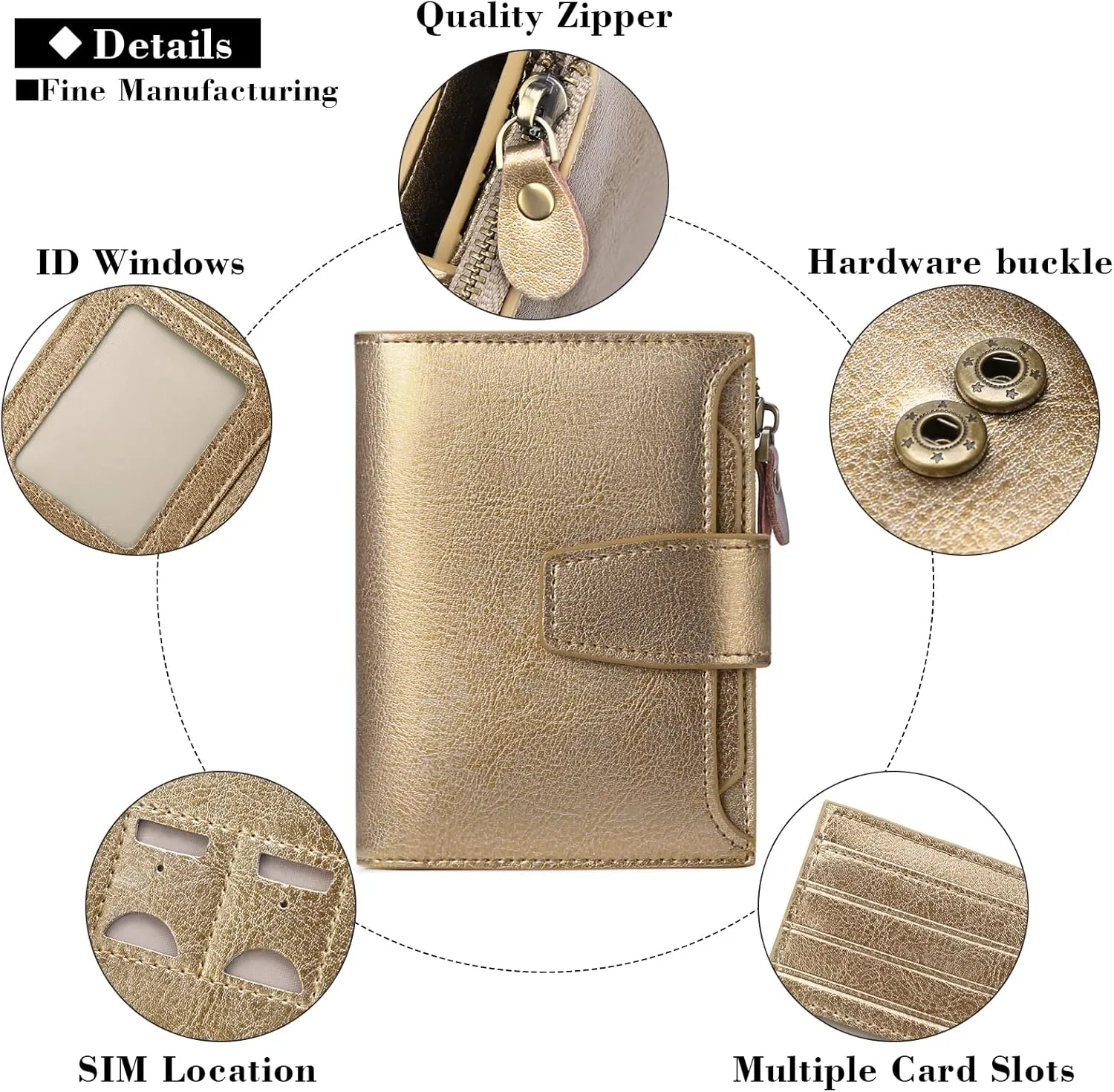 FALAN MULE Small Wallet for Women Leather Bifold Compact RFID Blocking Small Womens Wallet