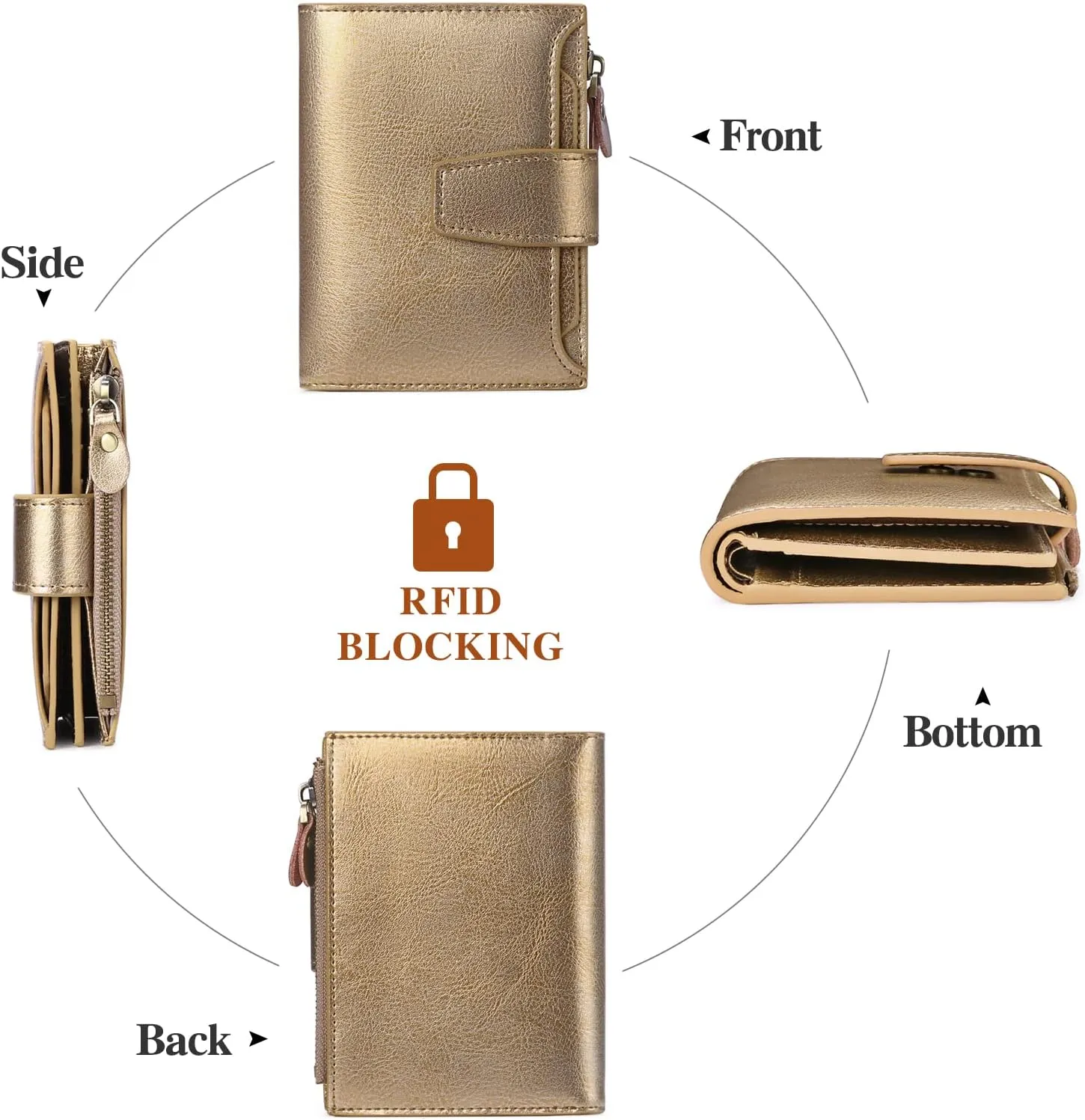 FALAN MULE Small Wallet for Women Leather Bifold Compact RFID Blocking Small Womens Wallet