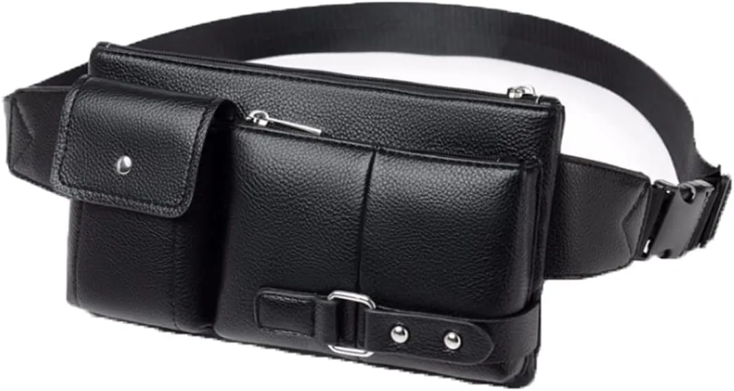 Fanny pack Men's Casual PU Leather Casual Shoulder Bag Messenger Travel Sports Sling Bag Messenger Bags Men's Chest Waist Bags