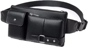 Fanny pack Men's Casual PU Leather Casual Shoulder Bag Messenger Travel Sports Sling Bag Messenger Bags Men's Chest Waist Bags
