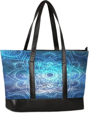Fantasy Mandala Laptop Tote Bag for Women Lightweight Work Purse with Multiple Compartments Fits 13-15.6 Inch Laptop Tablet Shoulder Bag for Office Travel Daily Use