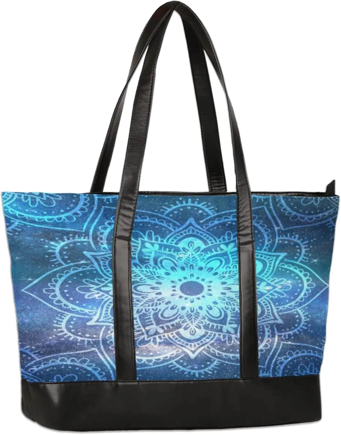Fantasy Mandala Laptop Tote Bag for Women Lightweight Work Purse with Multiple Compartments Fits 13-15.6 Inch Laptop Tablet Shoulder Bag for Office Travel Daily Use