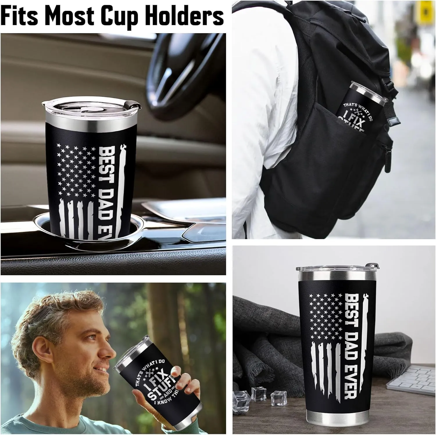 Father's Day Gifts for Dad, Men - Gifts for Dad from Daughter, Son - Dads Birthday Gift Ideas, Happy Birthday gifts for Dads, Fathers - Best Dad Ever Gift, Best dad Tumbler, 20 Oz dad Cup