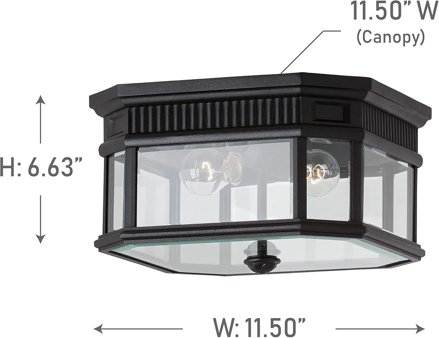 Feiss Lighting-Cotswold Lane-Two Light Outdoor Flush Mount in Traditional Style-11.5 Inch Wide by 6.63 Inch High-Black F