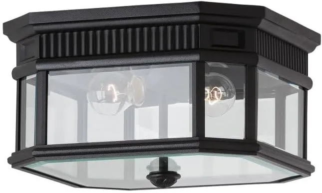 Feiss Lighting-Cotswold Lane-Two Light Outdoor Flush Mount in Traditional Style-11.5 Inch Wide by 6.63 Inch High-Black F