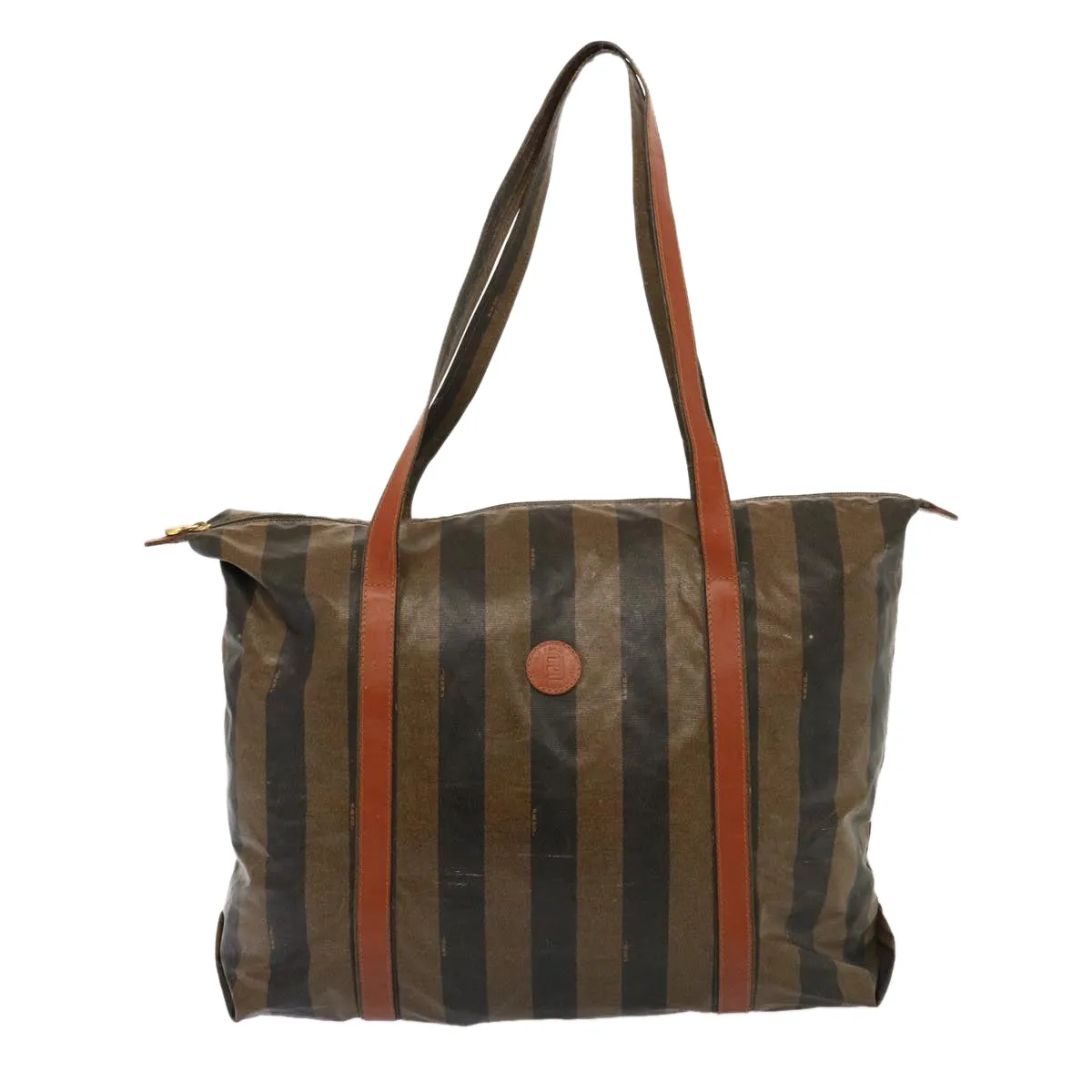 FENDI Pecan Canvas Tote Bag Brown Black bs14250