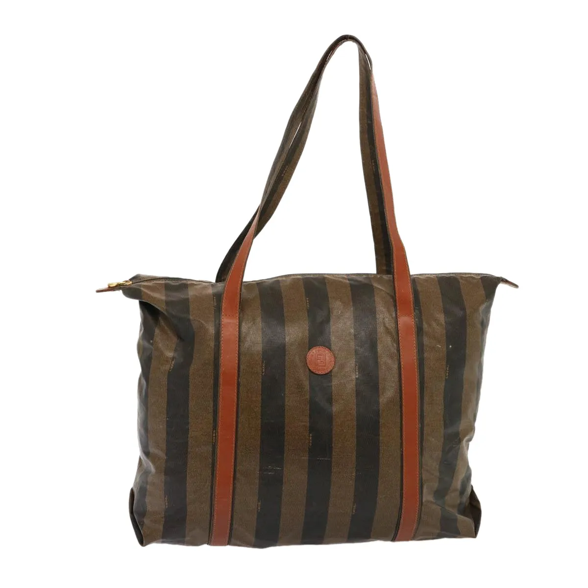 FENDI Pecan Canvas Tote Bag Brown Black bs14250