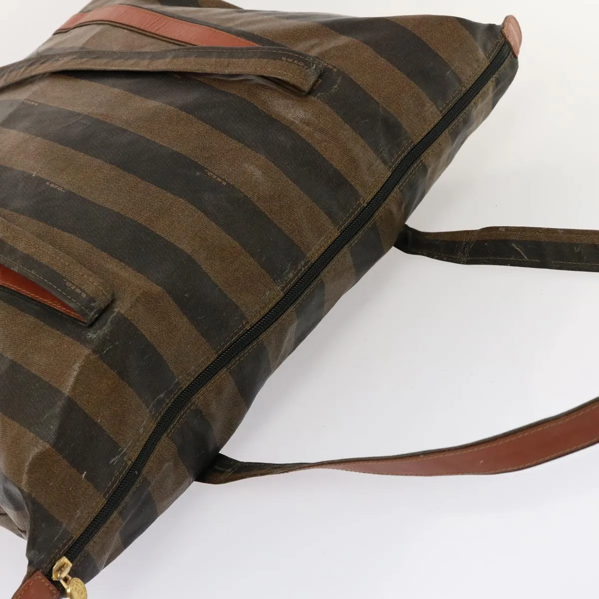 FENDI Pecan Canvas Tote Bag Brown Black bs14250