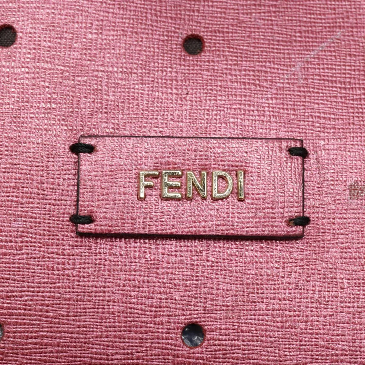 FENDI Tote Bag Leather Pink Gold fm3867