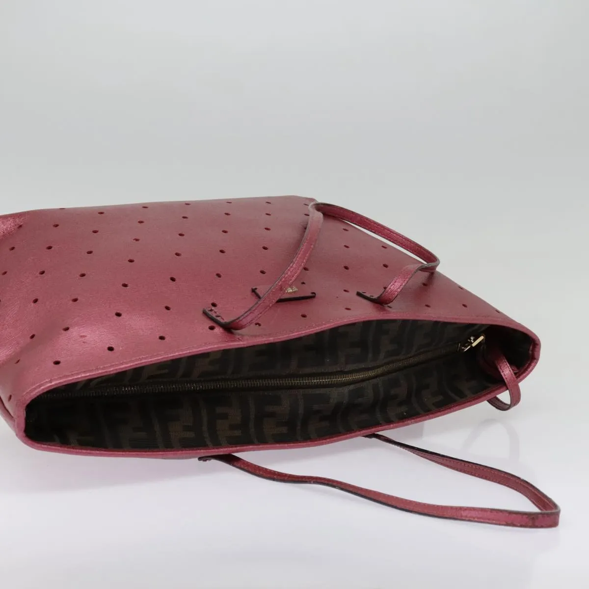 FENDI Tote Bag Leather Pink Gold fm3867