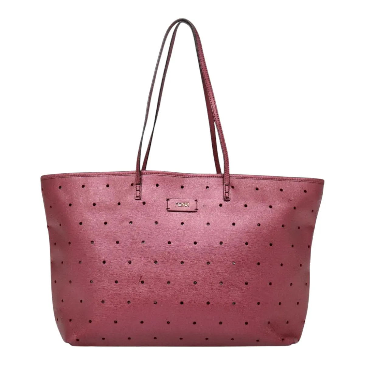 FENDI Tote Bag Leather Pink Gold fm3867